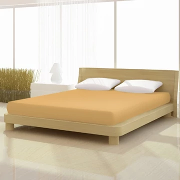 Világos karamell színű pamut-elastan classic gumis lepedő 180/200*200/220 cm-es matracra