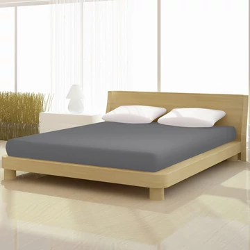 Palaszürke színű pamut elasthan de luxe gumis lepedő90/100x200/220 cm-es matracra