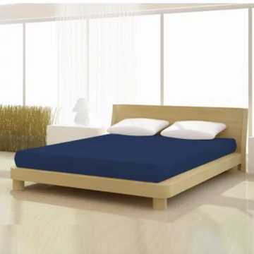 Mélykék színű pamut elasthan de luxe gumis lepedő 140/160x200/220 cm-es matracra