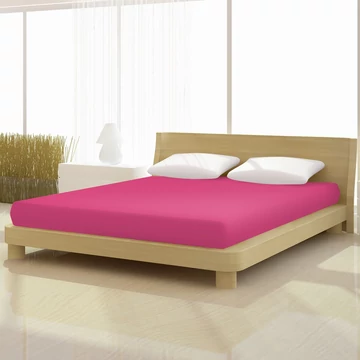 Pink színű pamut elasthan de luxe gumis lepedő 140/160x200/220 cm-es matracra