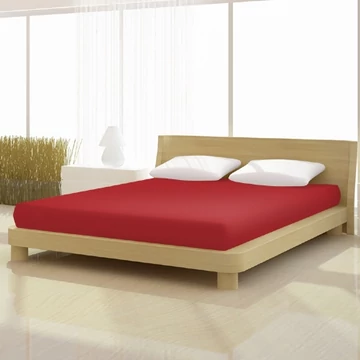 Cseresznye piros színű pamut elasthan de luxe gumis lepedő 140/160x200/220 cm-es matracra