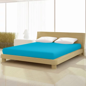 Petrol kék színű pamut elasthan de luxe gumis lepedő 180/200x200/220 cm-es matracra