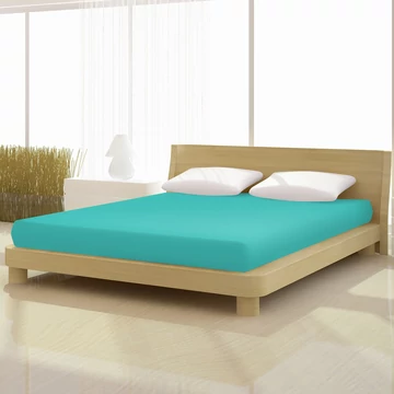 Türkiz kék színű pamut-elastan classic gumis lepedő 90/100*200/220 cm-es matracra