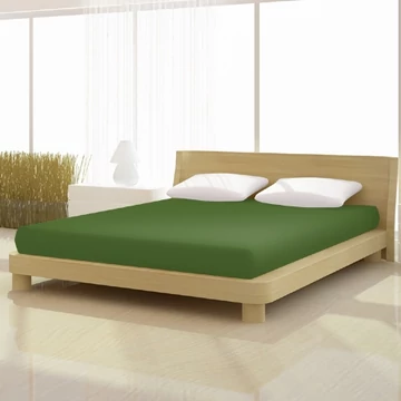 Moha zöld színű pamut elasthan de luxe gumis lepedő 180/200x200/220 cm-es matracra